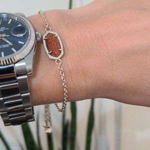 Elaina Gold Adjustable Chain Bracelet In Iridescent Drusy